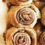 pin image with the title puff pastry walnut swirls.