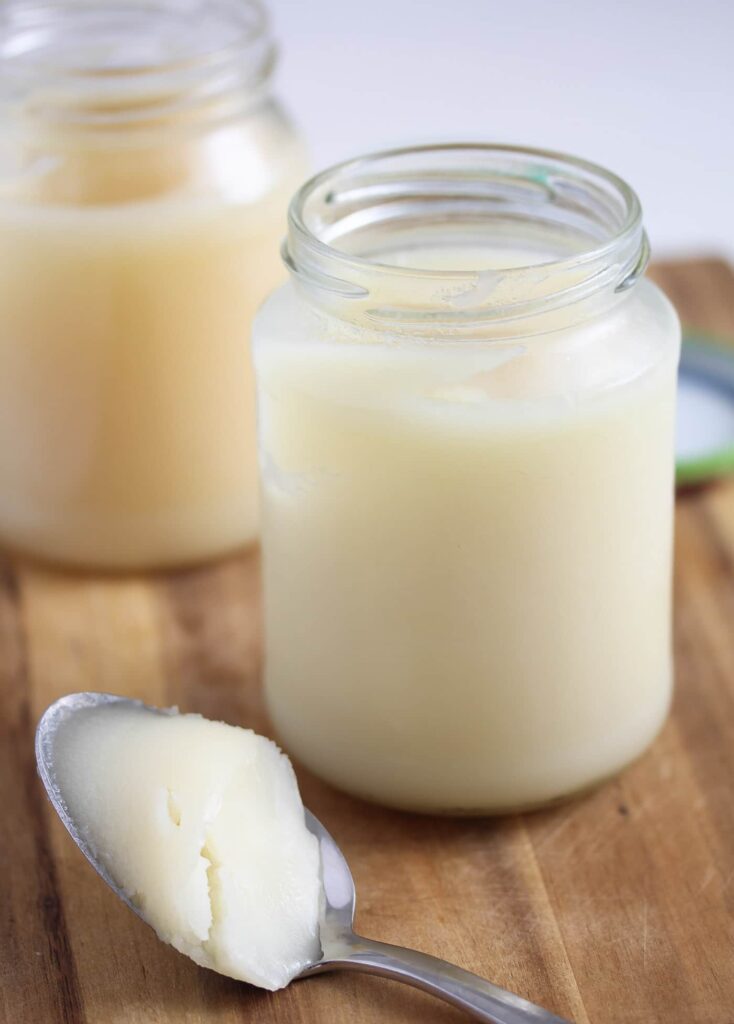 rendered turkey fat solid and white in jars