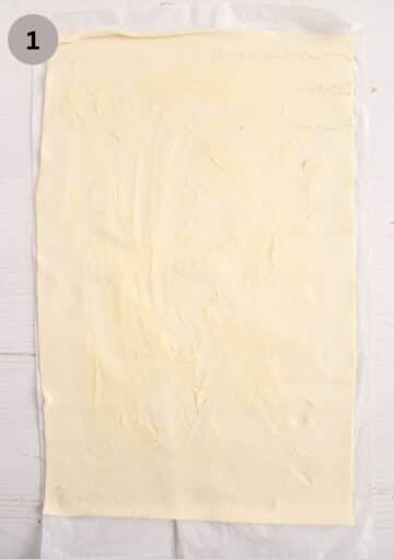 a puff pastry sheet covered with butter.