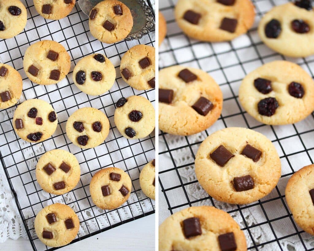 collage of two pictures showing freshly baked biscuits