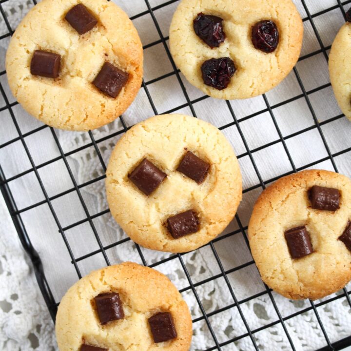 condensed milk cookies cooling on a wire rack