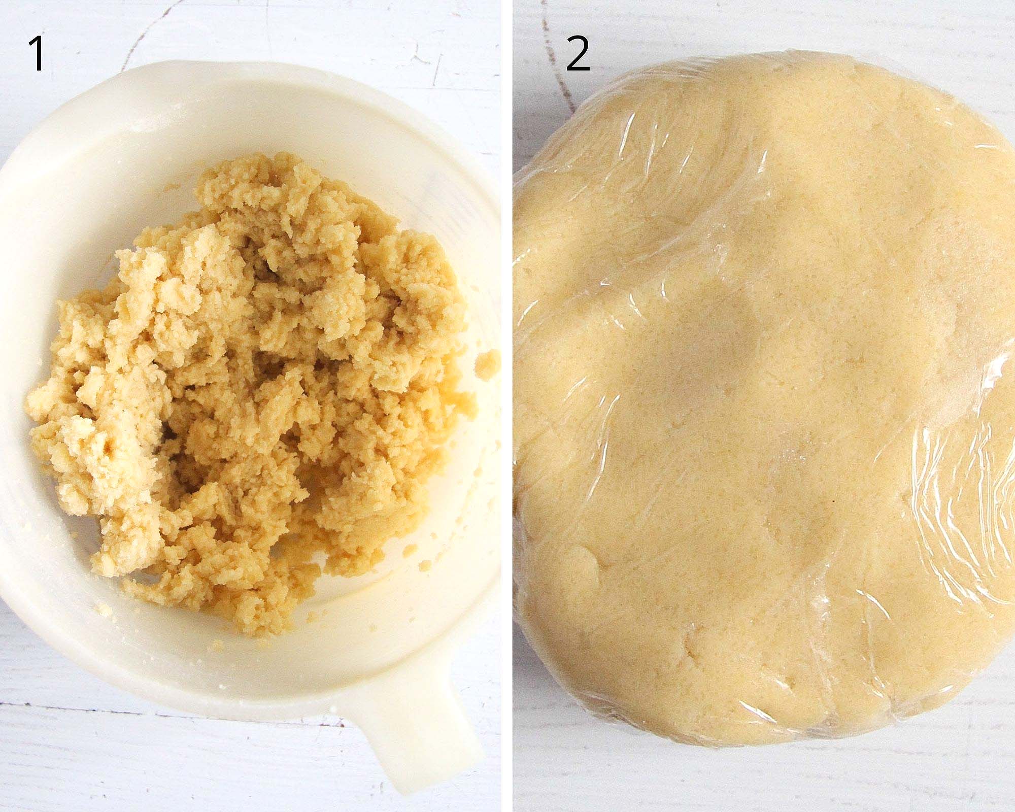 collage of two pictures of dough