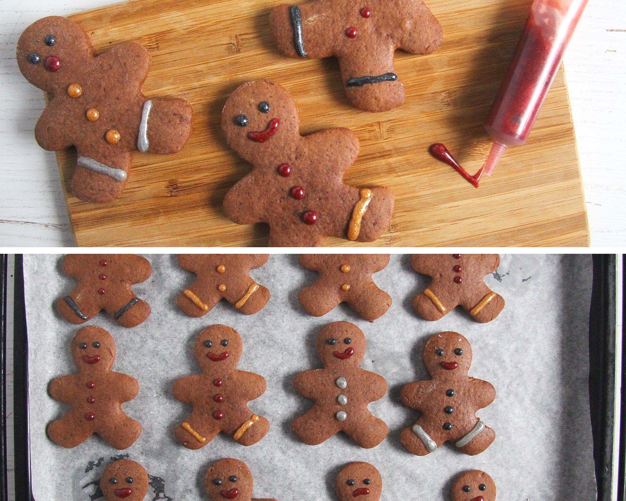 collage of two pictures showing how to decorated cookies