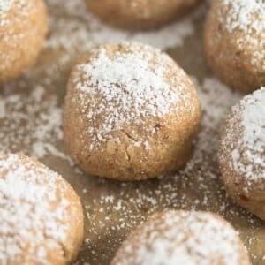 spanish cookies polvorones sprinkled with sugar.