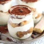 tiramisu cups with mascarpone and ladyfingers in a jar