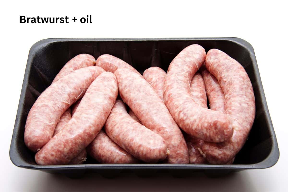 raw brats in their package.