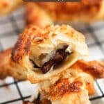 pinterest image with title chocolate filled puff pastry.