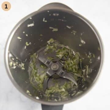 finely chopped green onions in a food processor.