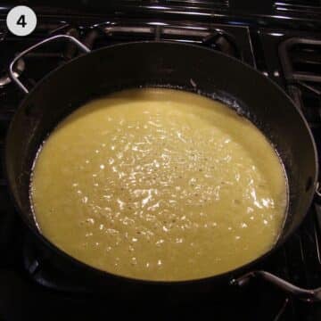 butter sauce for truffle spaghetti in a large pan.