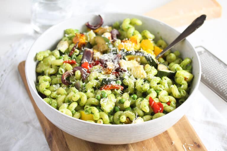 Veggie Pesto Pasta (with Roasted Vegetables)