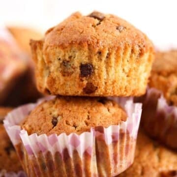 two bailey's muffins on top of each other.