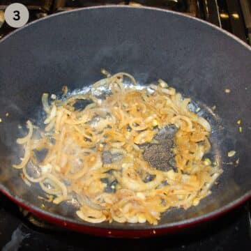 sauteing sliced onions in a dutch oven.
