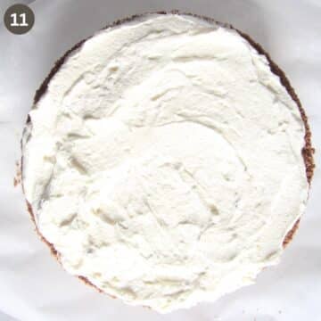 layer of whipped cream on top of a cake.