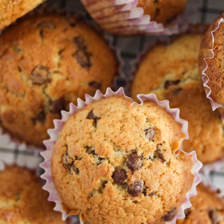 close up of a muffin seen from above.