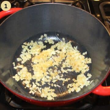 sauteing onions in a dutch oven.