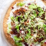 pin image with the title chorizo tostadas.