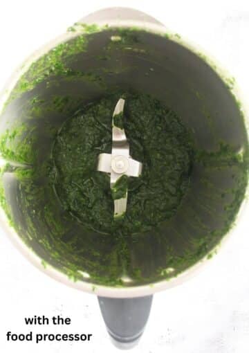 blended wild garlic paste in a food processor.