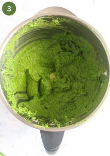 blended wild garlic pesto in a food processor.
