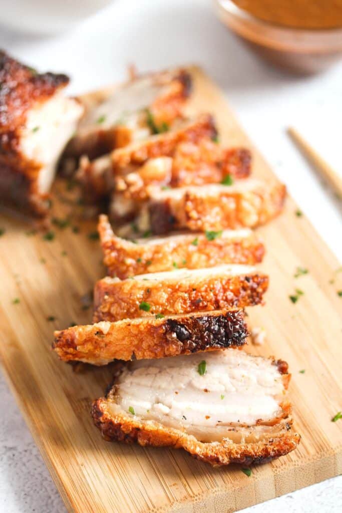 crispy pork belly cooked in the slow cooker.