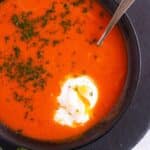pin image with the title tomato soup with egg.