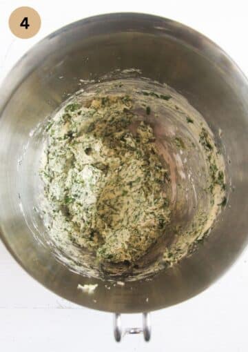 butter and wild garlic filling in a bowl for making bread.