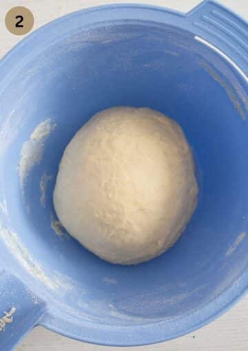 a ball of yeast dough for making plum cake with zwetschgen.