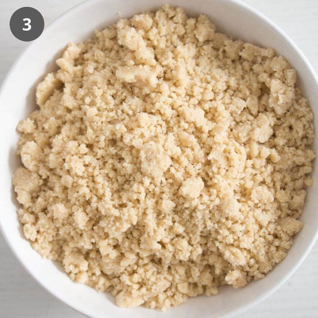 raw streusel in a bowl.