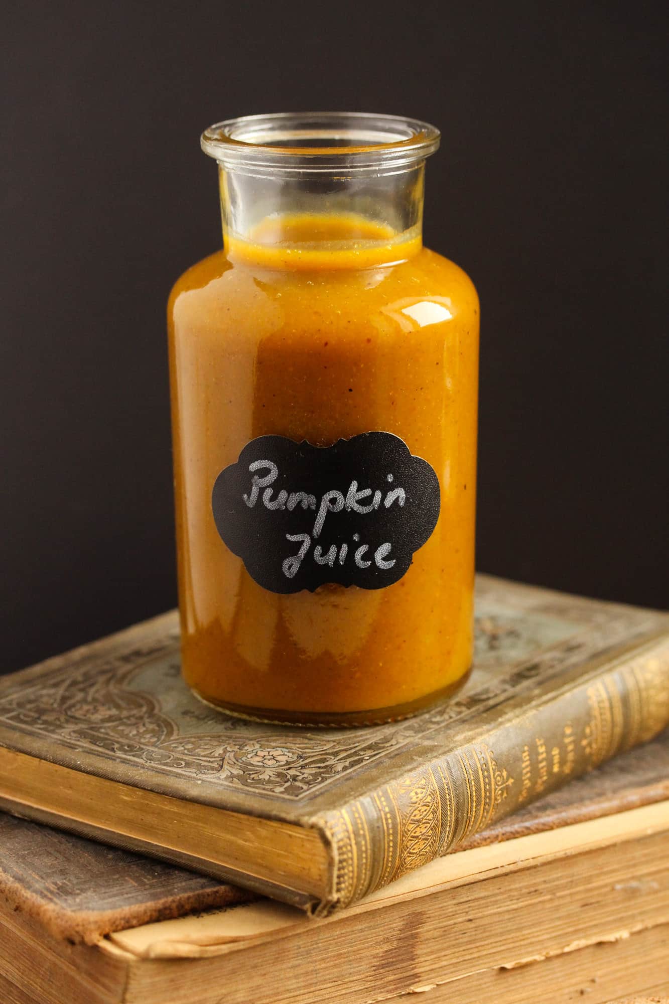 hogwarts pumpkin juice in a labeled bottle.