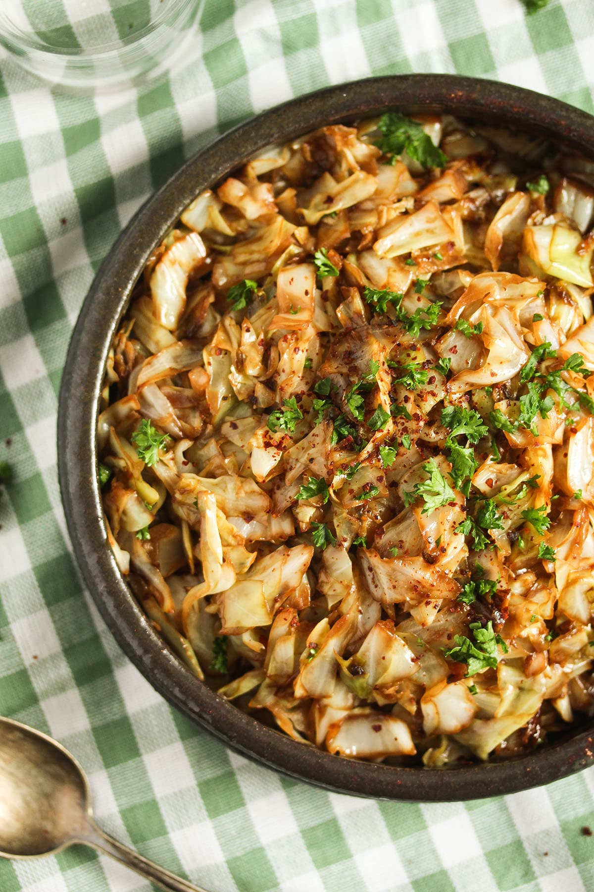 cooked sweetheart cabbage in a bowl on the table.