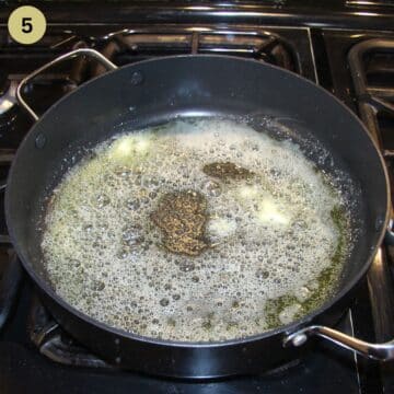 melted butter in a large pan.