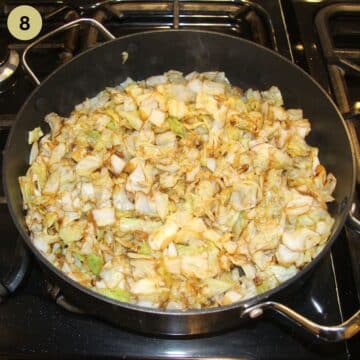 cooked sweetheart cabbage in a pot on the stove.