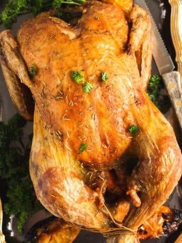 roasted christmas chicken sprinkled with parsley
