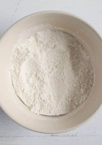 flour mixture for snickerdoodles in a bowl.