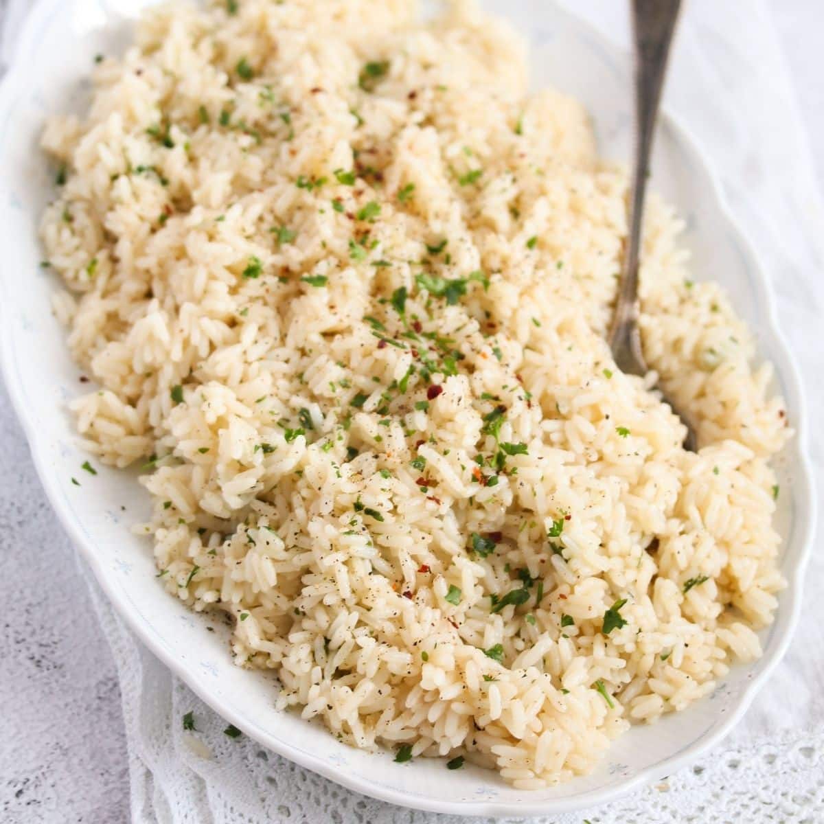 Simple Buttered Rice with Garlic - Where Is My Spoon