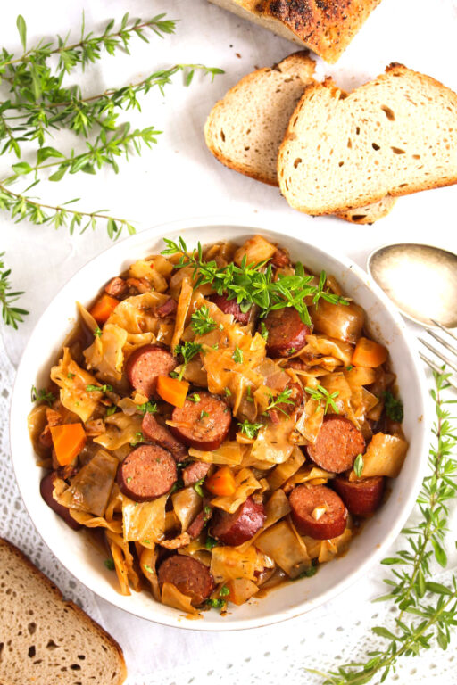 Slow Cooker Cabbage and Sausage (Crockpot) - Where Is My Spoon