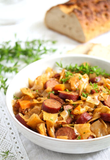 Slow Cooker Cabbage and Sausage (Crockpot) - Where Is My Spoon