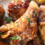 pinterest image of one chicken wing.