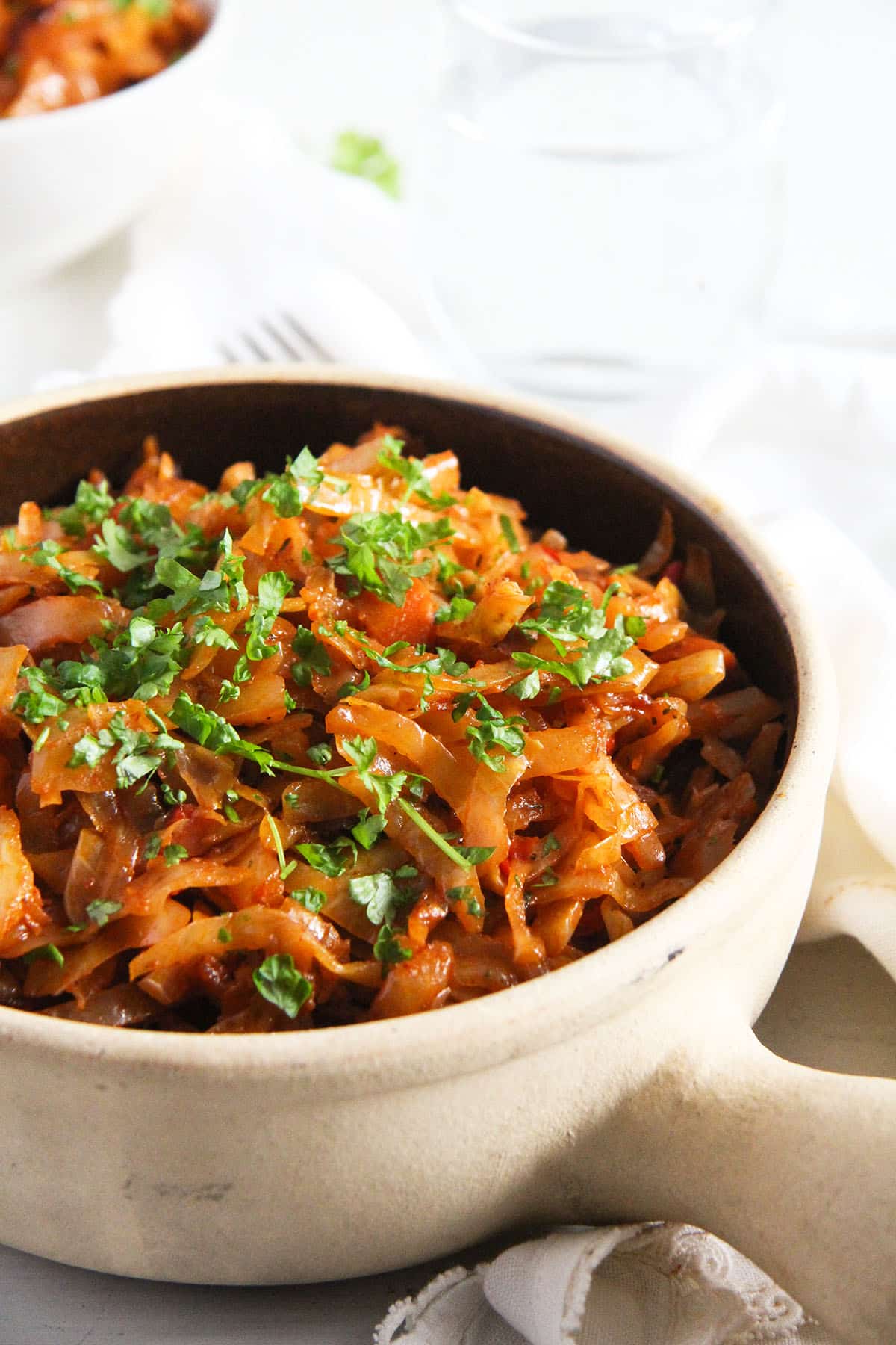 romanian stewed cabbage in a pot.