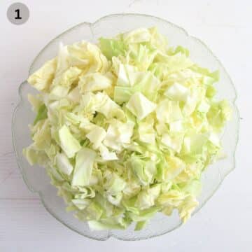 chopped cabbage in a large bowl.
