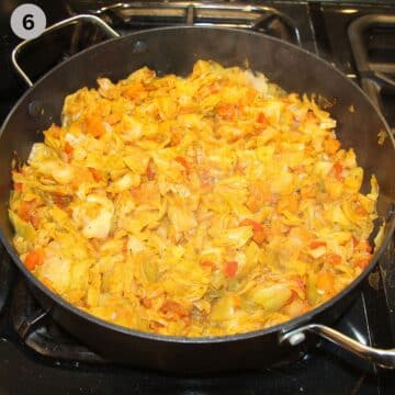 stewed cabbage on the stovetop.