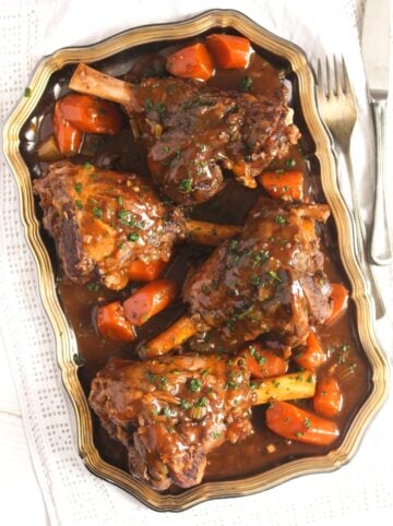 Slow Cooker Lamb Shanks (with Red Wine Sauce) - Where Is My Spoon