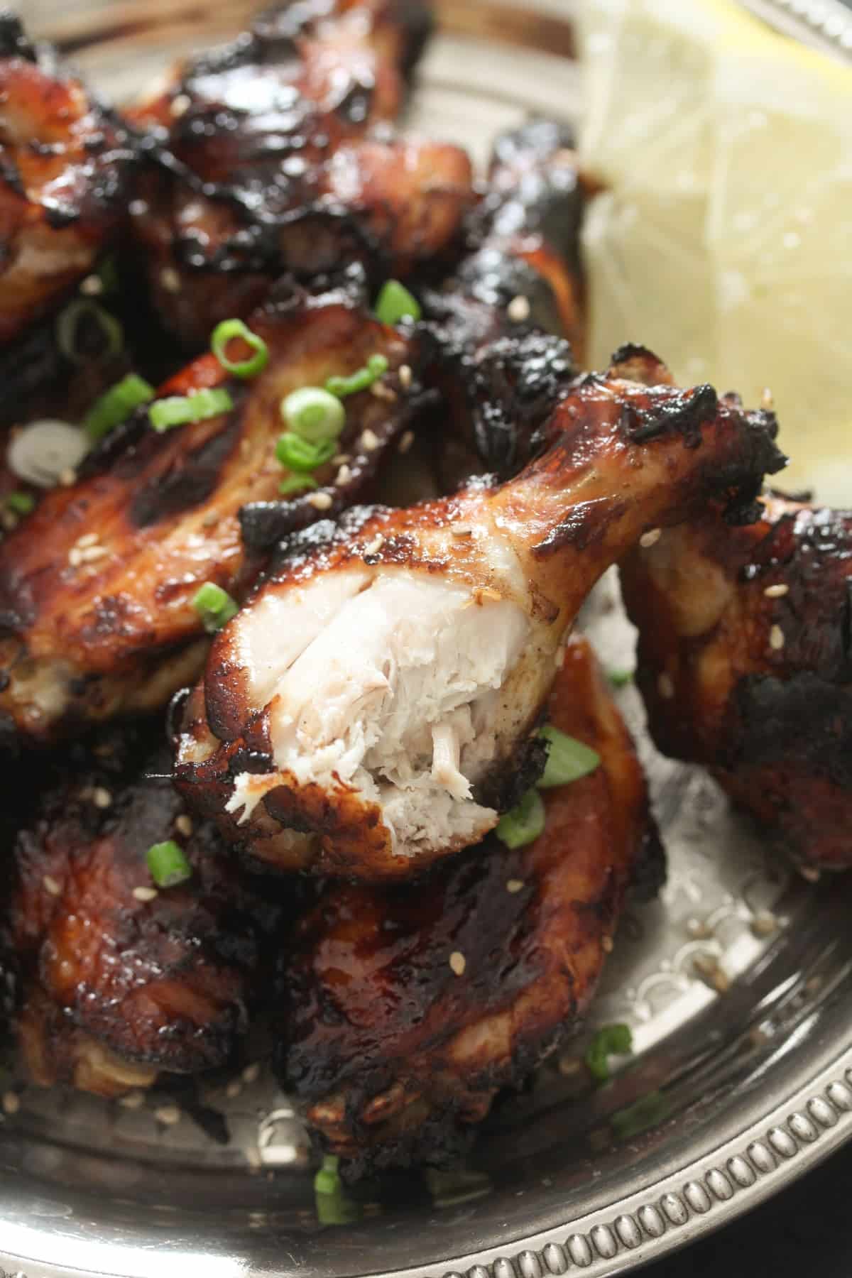 close up of a wings showing the white meat.