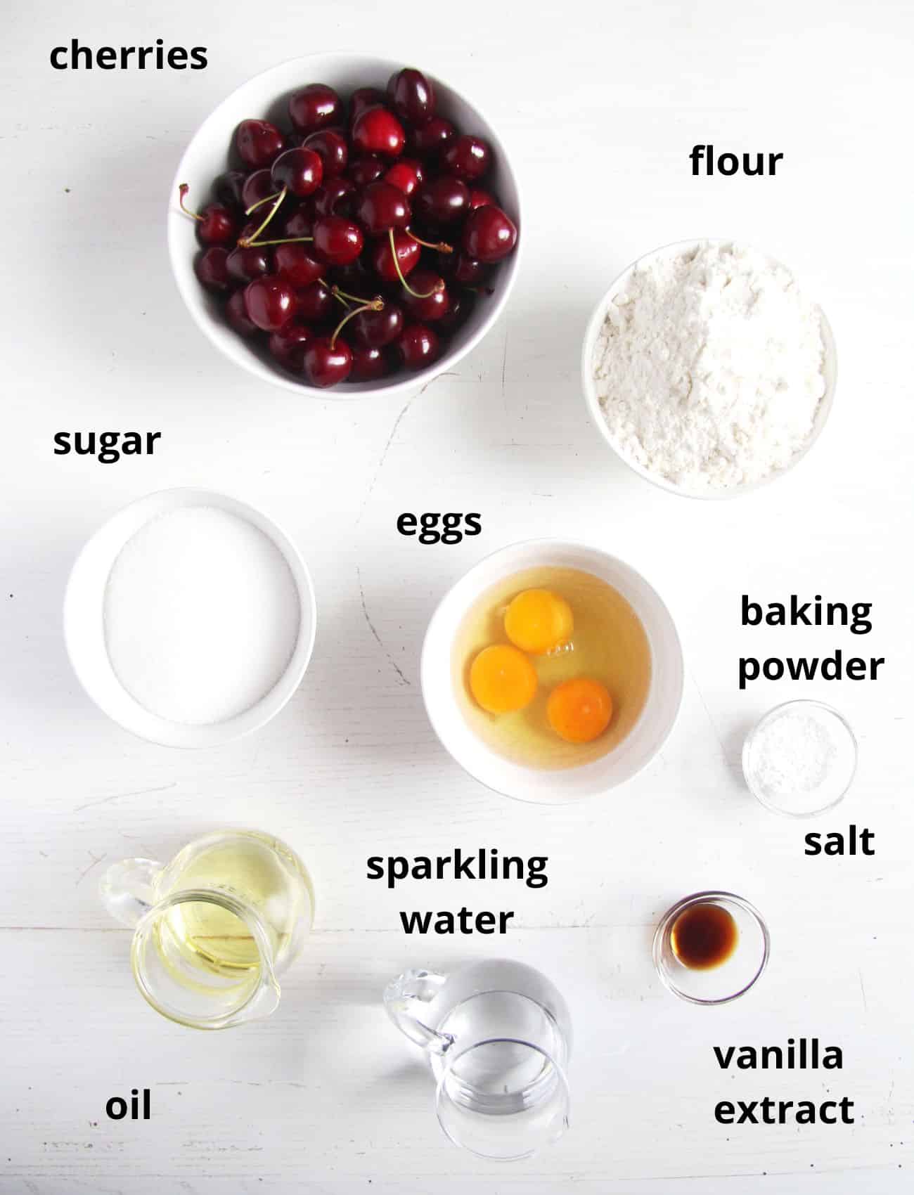 listed ingredients for making cherry bread.