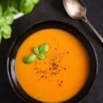 pinterest image of sweet potato soup.