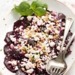 pinterest image of beet salad with balsamic dressing.