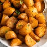 pinterest image with title for roast potatoes.