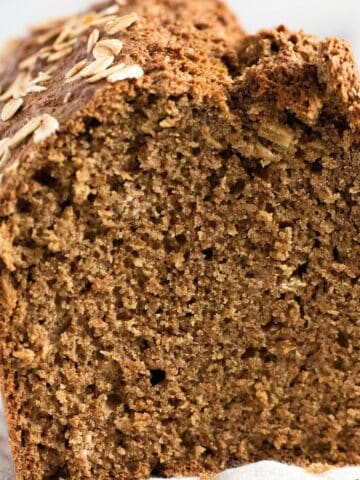 irish guinness brown bread showing the crumb close up.