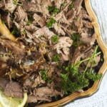 pinterest image with title for pulled lamb.