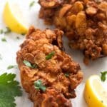 pinterest image with title for cornflake chicken.