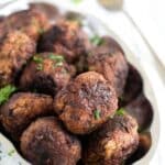 pinterest image with title for pork meatballs.